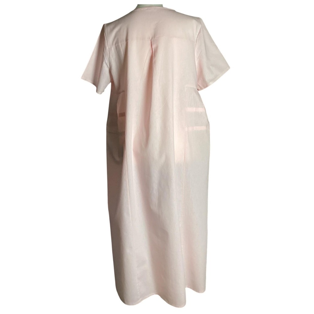 Pink Cotton Minimalist Dress Women Size Small Short Sleeve Maxi - Picture 3 of 8